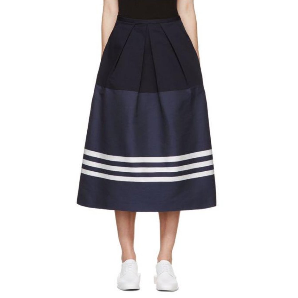 Jil Sander Navy Navy Striped Midi Skirt